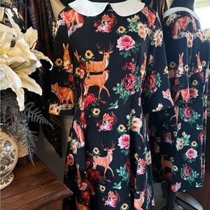 Hell Bunny Black Woodland Print Dress